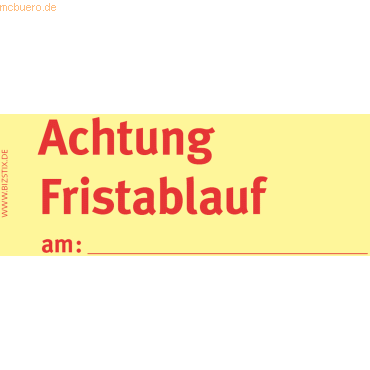 4260184863532 - Haftnotizen bedruckt 1301010153 Business Haftnotizen 1301010153 75x35mm (HxB) gelb Achtung Fristablauf am rechteckig Ac 500 Blatt