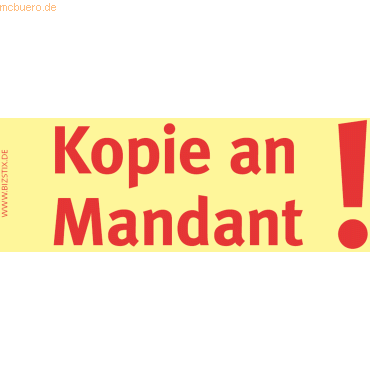 4260184863556 - Haftnotizen bedruckt 1301010155 Business Haftnotizen 1301010155 75x35mm (HxB) gelb Kopie an Mandant rechteckig Kopie an 500 Blatt