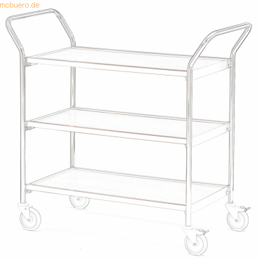 Helge Nyberg Tischwagen 2 Fahrhandgriffe 3 Etagen 100x42cm hellgrau/ei