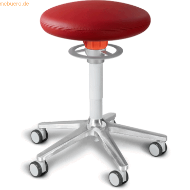 4251188311563 - Sitz- und Stehhocker Roll 54-65cm Flachsitz Leder rot weiß