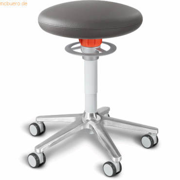 4251188311587 - Sitz- und Stehhocker Roll 54-65cm Flachsitz Leder grau weiß