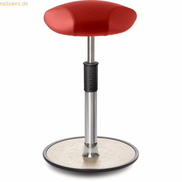 4251188377439 - Sitz- Stehhocker Free Tall Triangel Boxmark Leder Rot chrom  crem