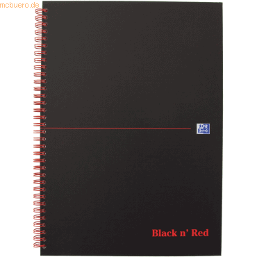 5 x Oxford Spiralbuch Office Black 'n Red A4 liniert 8 mm 70 Blatt 90