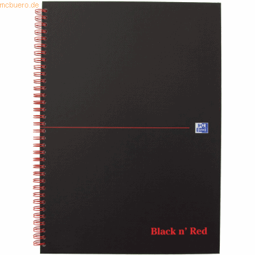 5 x Oxford Spiralbuch Office Black 'n Red A4 kariert 5 mm 70 Blatt 90