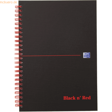 5 x Oxford Spiralbuch Office Black 'n Red A5 kariert 5 mm 70 Blatt 90
