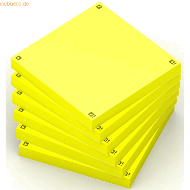 Oxford Lot 6 blocs notes repositionnables - 7,5x7,5cm - jaune