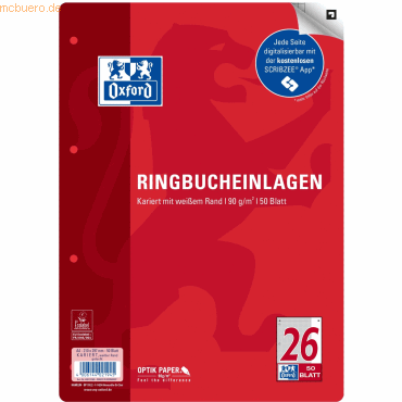 4006144021945 - Ringbucheinlagen 400131580 liniert mit Korrekturrand A4 90g 4-fach-Lochung 4006144021945 Oxford