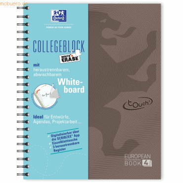 8412771031879 - 5 x Europeanbook A4+ mit Whiteboard 120 Blatt kariert braun 8412771031879 - 5 x Europeanbook A4+ mit Whiteboard 120 Blatt kariert braun