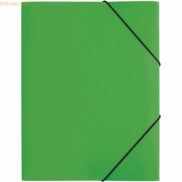 12 x Pagna Gummizugmappe A4 grün PP 3 Einschlagklappen