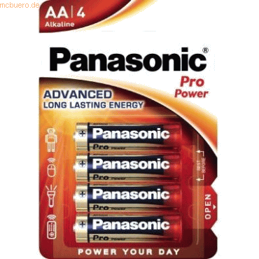 Panasonic Batterie Pro Power Alkaline AA/LR06 Mignon 4 Stück