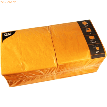 4002911816585 - Serviette 3-lagig 33x33cm 1 4 Falz 3-lagig orange unifarbig 250 Stück