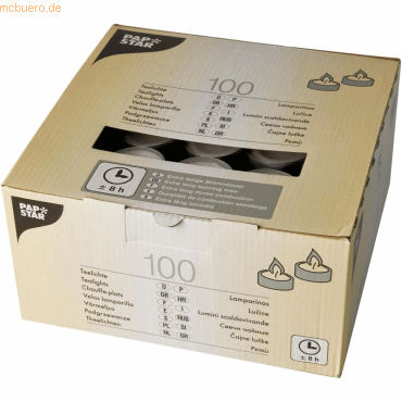 Papstar Teelichter Starpak 38mm weiß VE=100 Stück