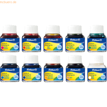 4012700249470 - 10 x Tusche A farbig sortiert 10ml 4012700249470 - 10 x Tusche A farbig sortiert 10ml