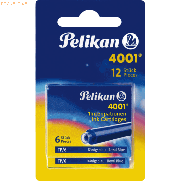8 x Pelikan Tintenpatrone 4001 TP/6 königsblau Blister Inhalt 2 Stück