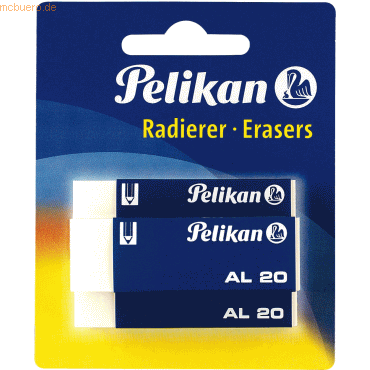 8 x Pelikan Radierer AL20 Kunststoff weiß Blister VE=3 Stück