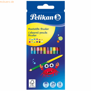 10 x Pelikan Buntstifte Bicolor farbig sortiert VE=12 Stück (24 Farben