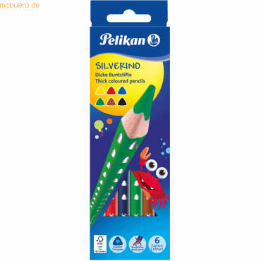 10 x Pelikan Buntstifte Silverino dreieckig dick 5mm VE=6 Farben Schac
