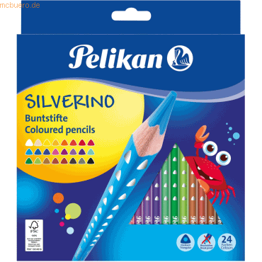 Pelikan Buntstifte Silverino dreieckig dünn 3mm VE=24 Farben Schachtel