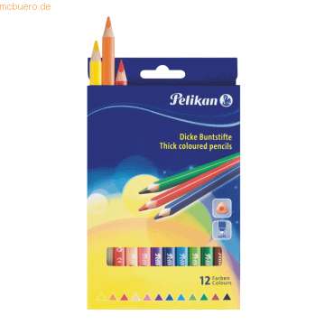 Pelikan Buntstifte dick dreieckig 12 Farben sortiert