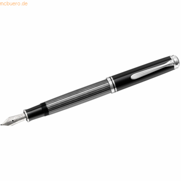 Pelikan Kolbenfüllhalter Souverän M405 EF anthrazit/schwarz/silber Str