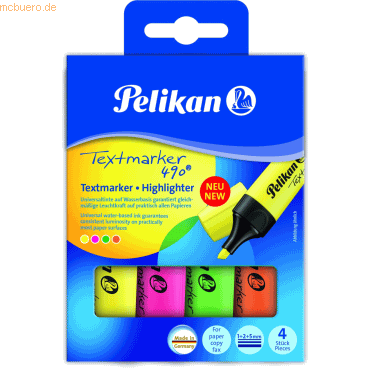 Pelikan Textmarker 490 nachfüllbar VE=4 Stück farbig sortiert