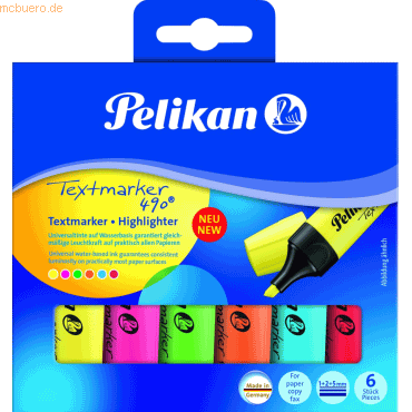 Pelikan Textmarker 490 nachfüllbar VE=6 Stück farbig sortiert