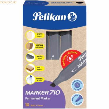 10 x Pelikan Permanentmarker 710 nachfüllbar 1-5mm schwarz