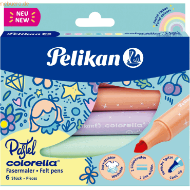 5 x Pelikan Fasermaler Colorella Pastell 411/FS VE=6 Farben pastell