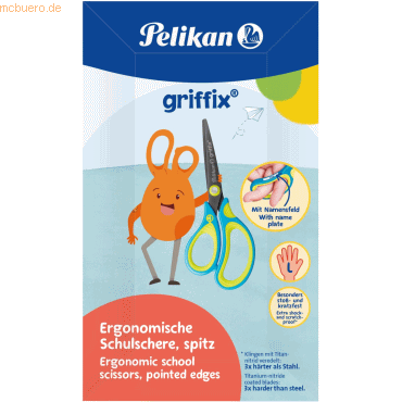 4012700820594 - 5 x Schulschere griffix spitz Linkshänder Neon Fresh Blue 4012700820594 - 5 x Schulschere griffix spitz Linkshänder Neon Fresh Blue