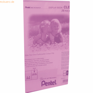 Pentel Sichtbuchmappe Clear transluzent A4 30 Hüllen pink