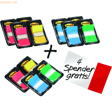 Post-it Index Index Set 25,4x43,2mm 4 Farben VE=je 3x50 Streifen