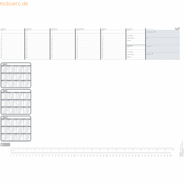 3371011130312 - 10 x Schreibunterlage 7600 595x42cm weiß mit Kalendarium
