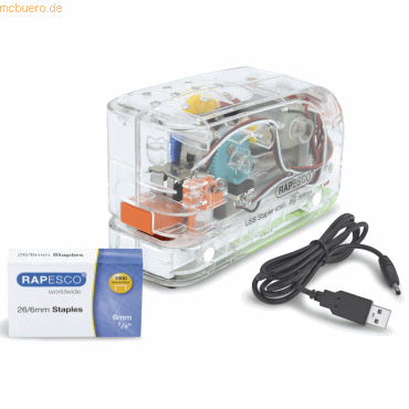 Rapesco Elektroheftgerät 626EL USB/Batterie transparent