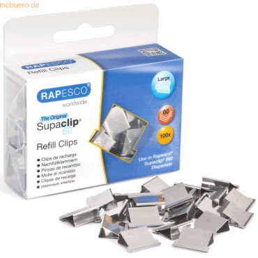 5018505701266 - RAPESCO Dokumentenclips Supaclip 60 Edelstahl 100 Stück