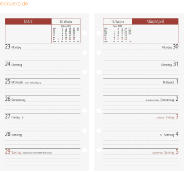4003273776890 - Ersatzkalendarium TM15 für Ringbuchplaner 87x153cm 1 Woche Seit