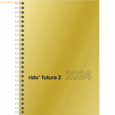 4003273779136 - Wochenkalender Buchkalender 2024 Modell futura 2 Glanzkarton-Einband goldfarben