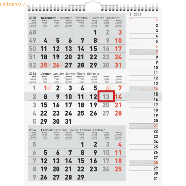 4003273791121 - 3 x 3-Monatskalender Kombi 30x39cm 2026 4003273791121 - 3 x 3-Monatskalender Kombi 30x39cm 2026