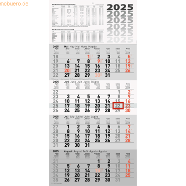 10 x Rido 4-Monatskalender quattroplan 2 33x63cm 2025