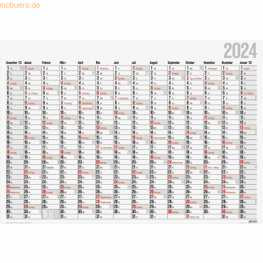 4003273782686 - rido idé 7033660004 Jahreskalender Wandkalender 2024 Modell Office I 1 Seite = 14 Monate 98 x 685 cm