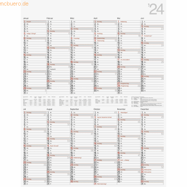 4003273782723 - 5 x Wandkalender Modell Vertikal 1 Seite = 12 Monate 70x100cm hoc