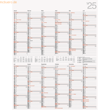 5 x Rido Wandkalender Modell Vertikal 1 Seite = 12 Monate 70x100cm ver