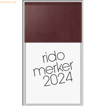 4003273780170 - rido idé 7035003274 Tageskalender Tischkalender 2024 Modell Merker 1 Seite = 1 Tag Blattgröße 108 x 201 cm Miradur-Einband dunkelrot