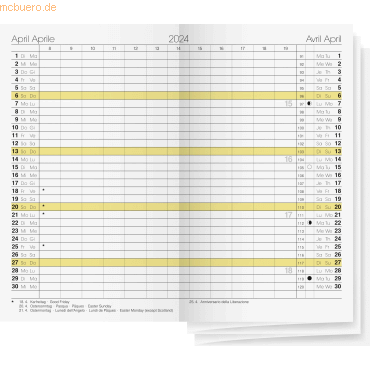 4003273780729 - 5 x Ersatzkalendarium Gilet-planer 70x118mm 1 Monat 2 Seiten 2024