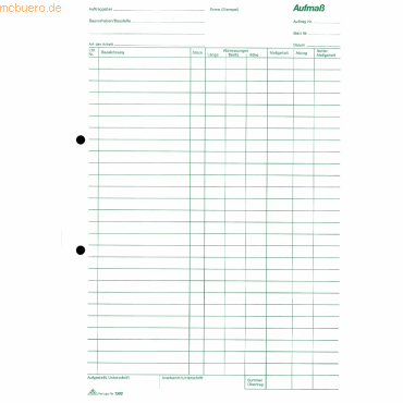 4002871130202 - 5 x Aufmaßblock Bau- und Handwerksformular A4 100 Blatt