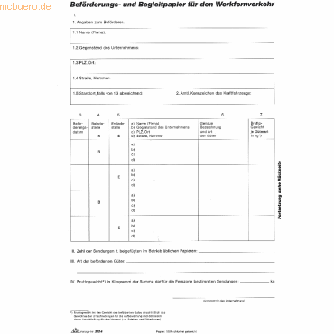 4002871212403 - Werkfernverkehrblock Beförderungs- und Begleitpapier A4 100 Blatt