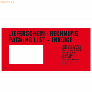 4002871222402 - 1000 x Begleitpapiertasche DL Lieferschein Rechnung u Packliste