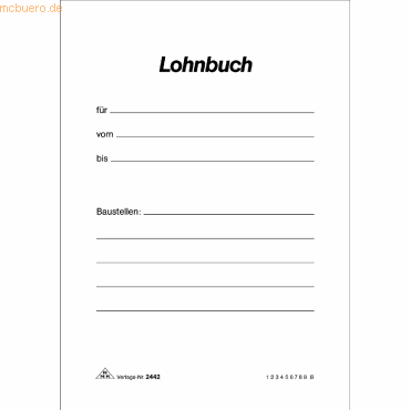 4002871244206 - Taschenlohnbuch für mehrere Arbeiter (Polierbuch) 170x120mm 48 Bla 4002871244206 - Taschenlohnbuch für mehrere Arbeiter (Polierbuch) 170x120mm 48 Bla