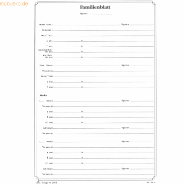 4002871283403 - 10 x Familienblatt A4 zweiseitig bedruckt 4-fach Ringbuchlochung