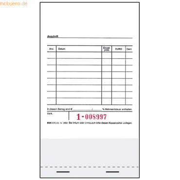 4002871295307 - 10 x Kassenblock für Registrierkassen mit Nummerierung 96x175mm 2x