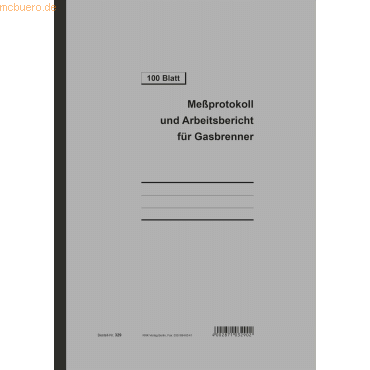 4002871032902 - Messprotokoll und Arbeitsbericht für Gasbrenner A4 Block 100 Blatt